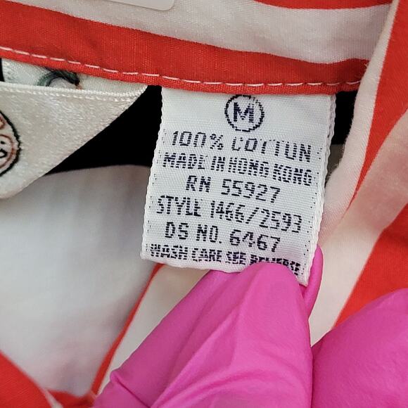 Vintage 90s MOD Button Shirt Womens Medium 20x28 Striped Baggy - Picture 6 of 13